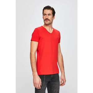 Tommy Hilfiger pánské červené véčkové tričko - XL (670)